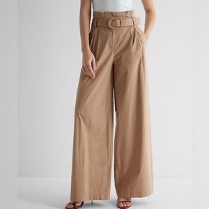 Express High Waisted Belted Paperbag Wide Leg Pant